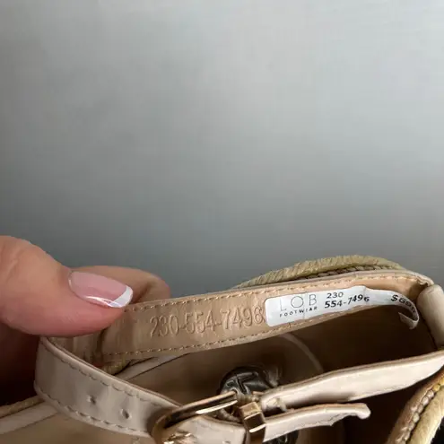 LOB Footwear Womens Espadrille Platform Wedge Sandals Cross Strap Gold Strappy Size 6.5