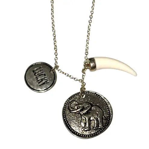 Lucky Elephant Charm Pendant Bracelet Set Silver