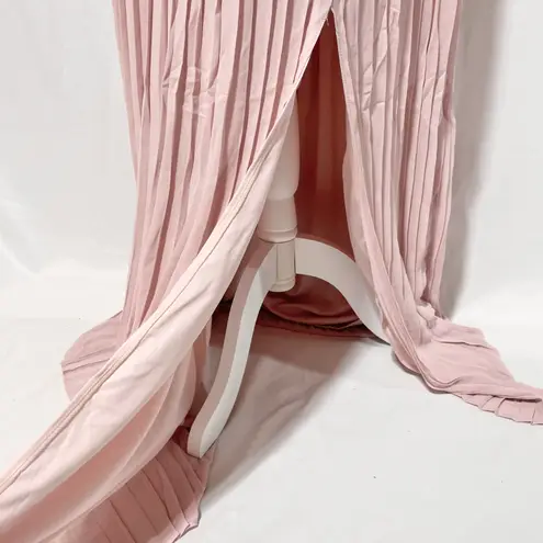 TFNC New Plus Pleated Chiffon Slit Maxi Bridesmaid Dress Pink Mink Size 18