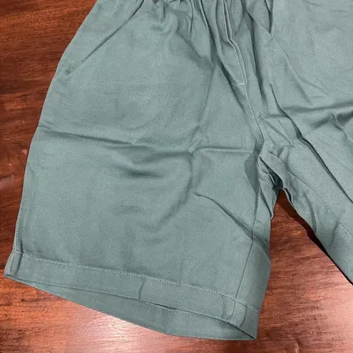 Woman Within  Shorts 14 W Teal Pockets Elastic Waist Mom Shorts