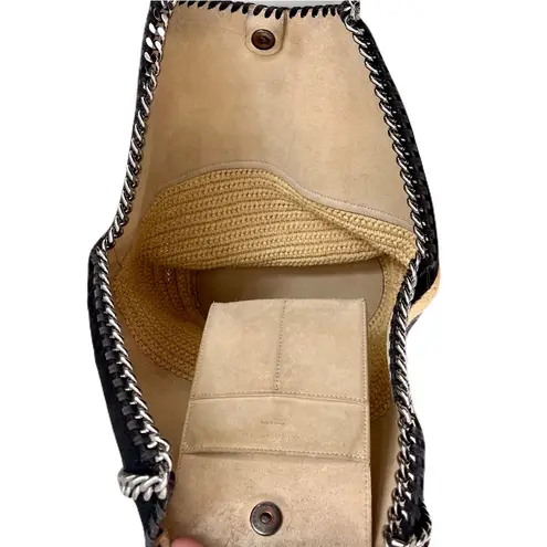 Stella McCartney Black ‘Falabella’ Medium Raffia Tote Bag