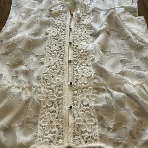 Daniel Rainn Size Small White Semi-Sheer Tunic Sleeveless Top Lace Crocheted