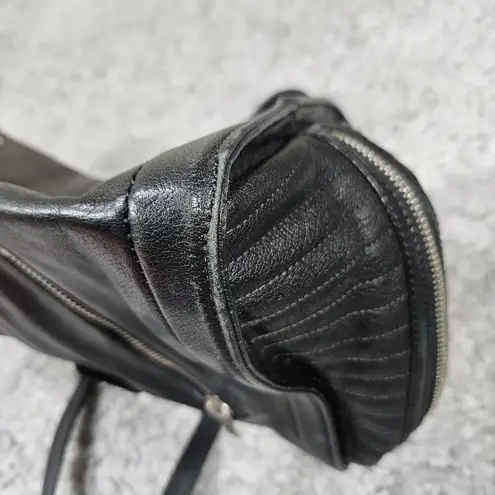 Alexander McQueen READ Leather Skull Padlock Zip Around Biker Bag Black