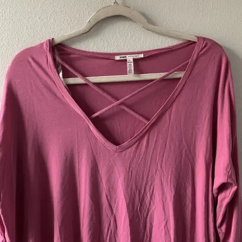 PINK - Victoria's Secret Pink Super Soft Womens Size Medium Stretch Criss Cross Front Blouse Top