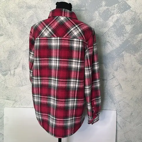 Soho Threads Pink Plaid White Sherpa size M