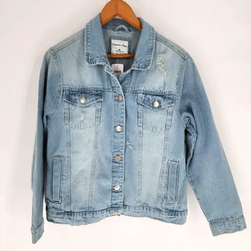 Highway Jeans Light Blue Distressed Denim Jacket Women's Size Medium