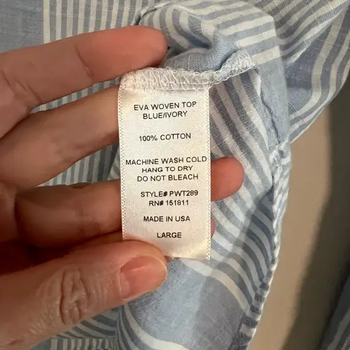 PPLA Eva Woven Top Women L Cotton Boho Bell Sleeve Cropped Beach Coastal Spring