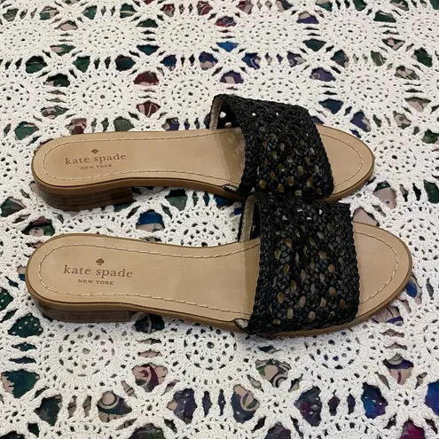 Kate Spade New York Berlin woven leather sandals black size 9
