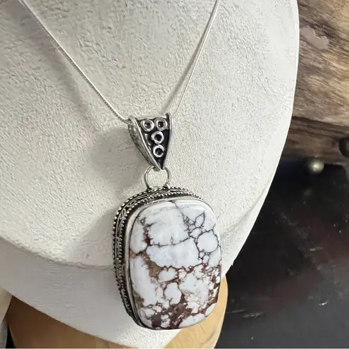 Wild Horse Turquoise 925 Silver Plated Necklace Native American Jewelry