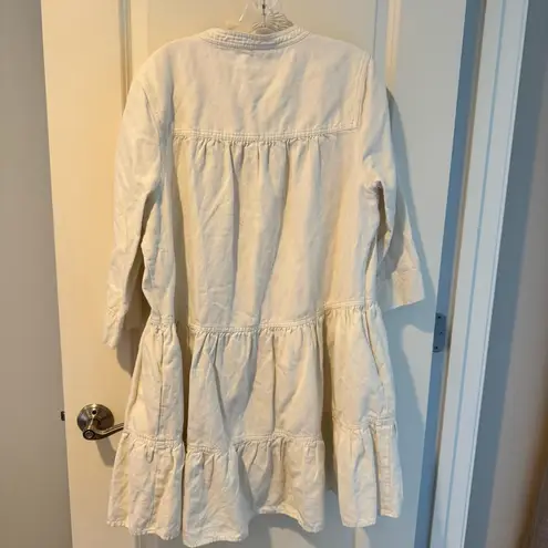 Apiece Apart Maurino Drop Waist White Collared Mini Dress | L