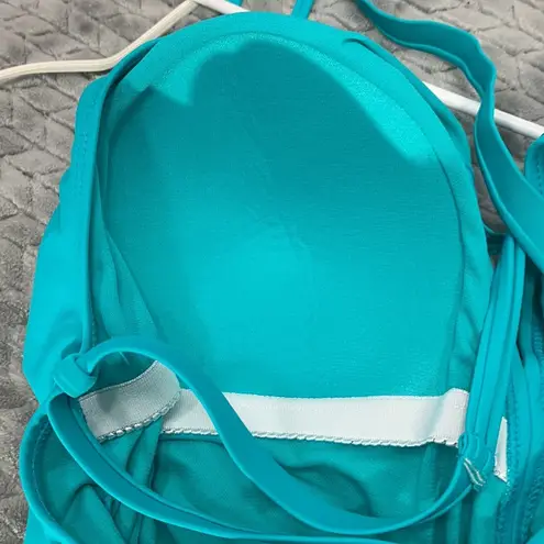 Marilyn Monroe Halter Style Scoop Back Teal One Piece Swimsuit Size M