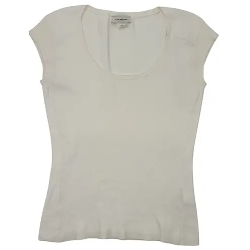 Club Monaco Womens Ivory Knit Scoop Neck Short Sleeve Top Size S