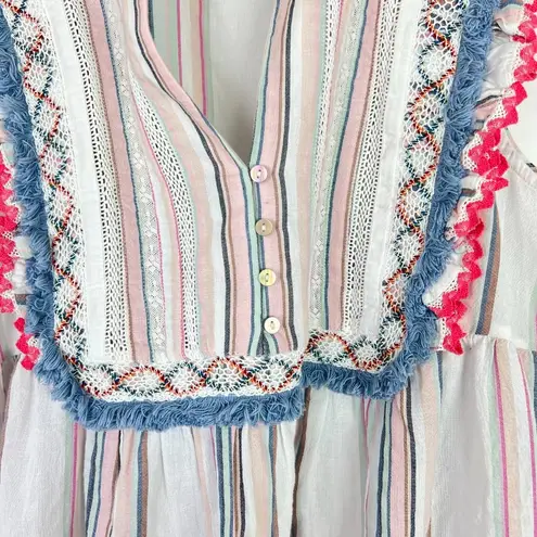 Ella Moss Natalia Ruffle Baby Doll Top Sleeveless Fringe Size Large L EUC L2191