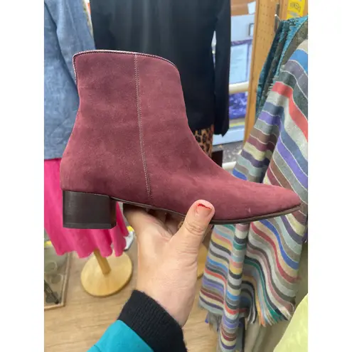 Eliot Zed London Suede Ankle Boots – Burgundy, Made in Italy (Size 39) USA 8.5 Red