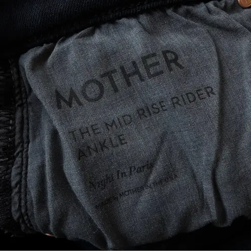 MOTHER Mid Rise Rider Ankle Straight Slim Jeans Indigo Nights in Paris Size 26 Black