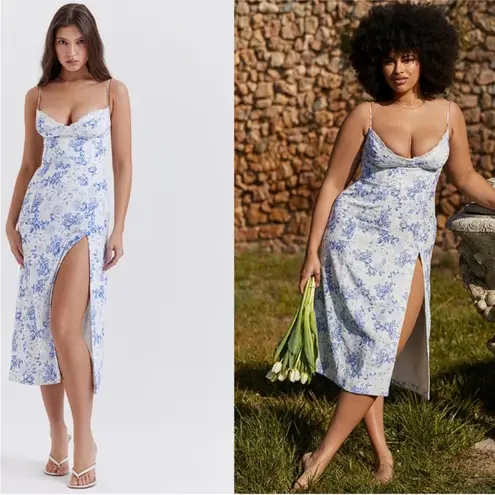 House Of CB ‎ 'Charlotte' Blue Print Corset Midi Sundress NWOT S D-DD - Image 2