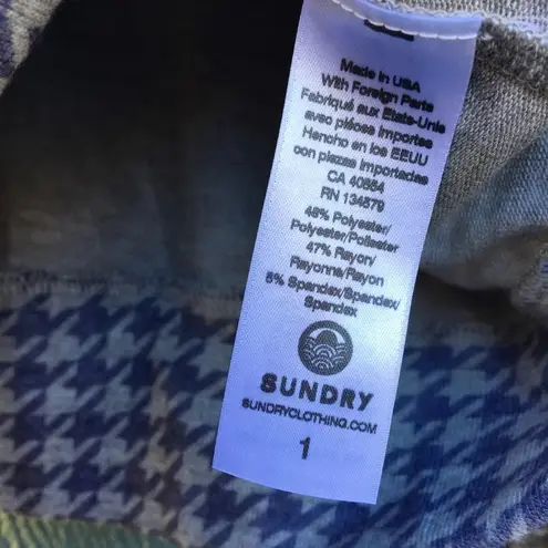 Sundry NWT Sapphire/Gray Houndstooth Print Long Sleeve Sweater Size 1/Small