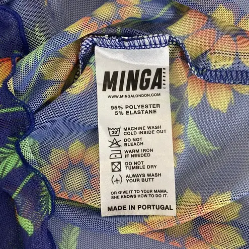 Minga London Sheer Blue Purple Sunflower Floral Long