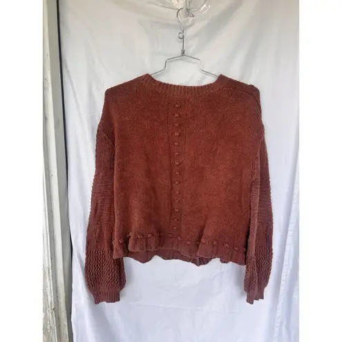 Anthropologie Pilcro Diana Cropped Cable Knit Cardigan Sweater Large Copper