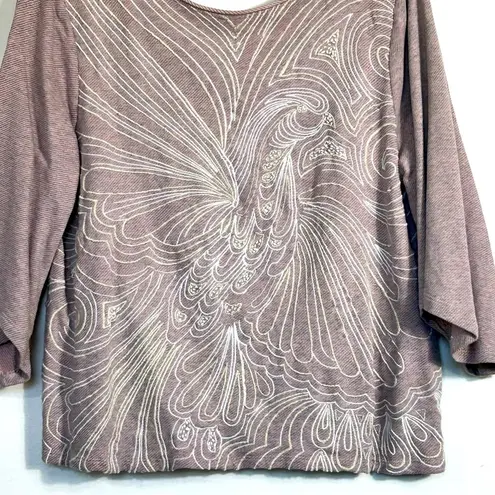 Akemi + Kin  Embroidered Peacock Beaded Top- Size Medium