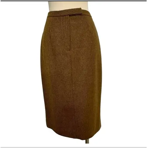 Ralph Lauren Vintage Lauren  100% Lambswool Brown tweed pencil skirt size 8