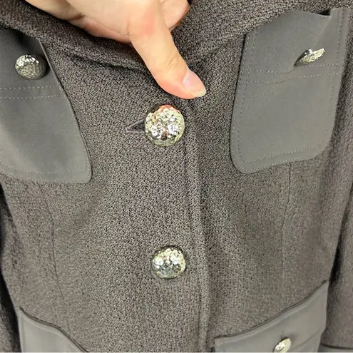 St. John Exclusive Chocolate Brown Utility Knit Jacket Size 8