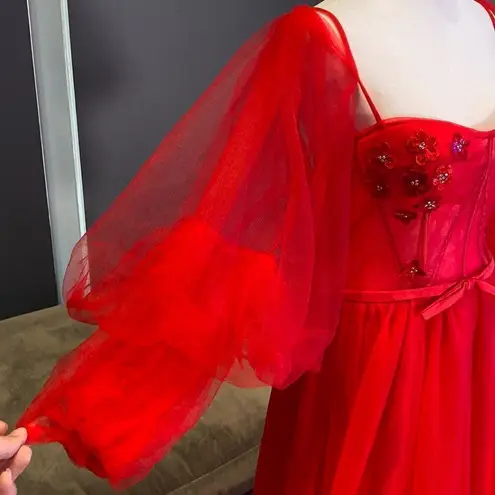 Women’s Red Prom Party Formal Dress With Corset Back and Leg Slit Size 10 NWOT Red - Image 4