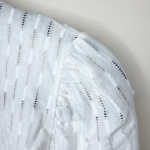 Roan + Ryan Pointelle Peasant Wrap Medium White Long Sleeve Blouse Top Chic