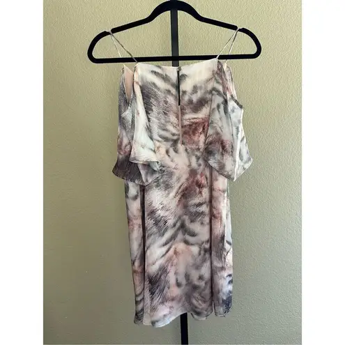Krisa Revolve Los Angeles Abstract Watercolor Cold Shoulder Dress Size XS