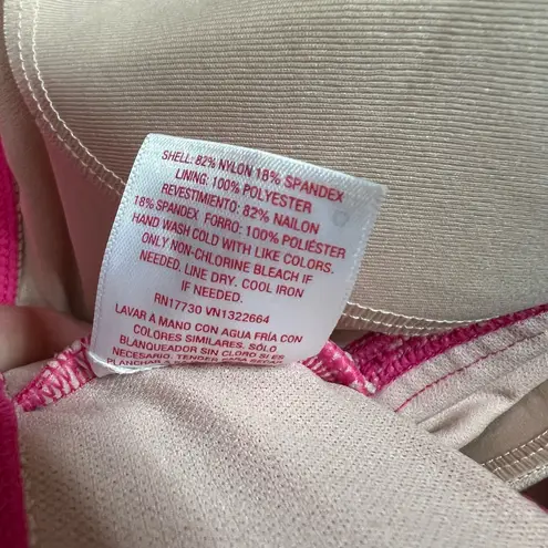 Isabel Maternity One Piece Swimsuit LARGE Pink Ruffle Plunge Padded Ruched Beach