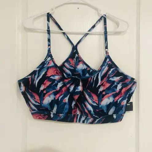 Ideology Women's Low-Impact Sports Bra Painterly Black Tie Dye Plus Size 2X NWT
