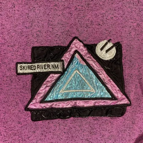 Vintage Ski Skired River Sweatshirt Womens L 90s 80s Purple Fleece Y2K Cyberpunk Size L