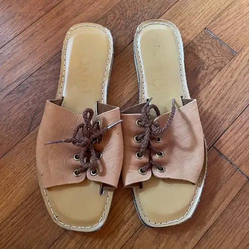 KINO Key West Sandals Chancletica Leather Lace Up Slides