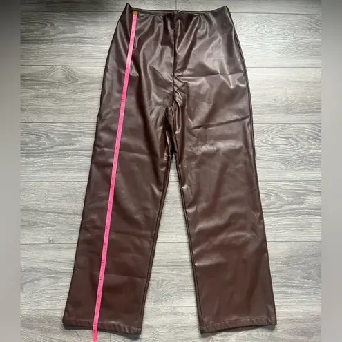 Lisa Says Gah Chocolate Brown Faux Leather Straight Leg Pants Size M/L