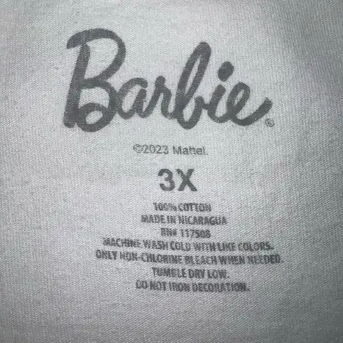 Mattel Womens Barbie Graphic Print T Shirt Top 2023 Cotton Plus Size 3X Orange