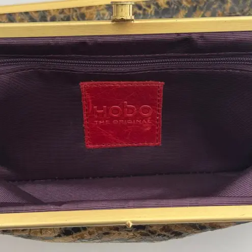 HOBO Intl Lauren Clutch Wallet in Embossed Snakeskin Brown