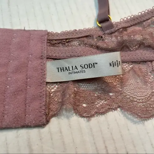 Thalia Sodi Bra Lavender Metallic Longline Lace Underwire Bra Sz 38C EUC