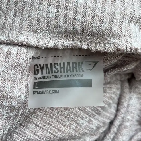 Gymshark  Slounge Ribbed Cropped Hoodie in Taupe, Size Large