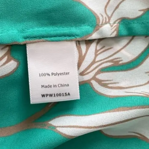 🔵 SALE 3/$25 41 HAWTHORN FLORAL GREEN WHITE VNECK 3/4 BELL SLEEVE BLOUSE TOP 1X