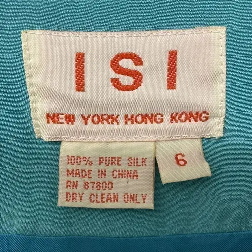 ISI turquoise blue π― silk pantsuit. Tunic jacket wide leg palazzo pant. Size 6.