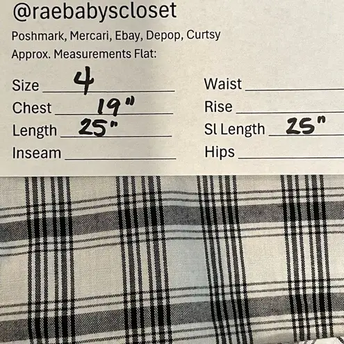 Untuckit Marina Cotton Plaid Button Down Shirt Size 4 New Black