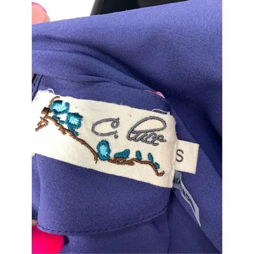 C. Luce Short Cold Shoulder Tie Waist Cut Out Back Mini Dress Blue Size Small