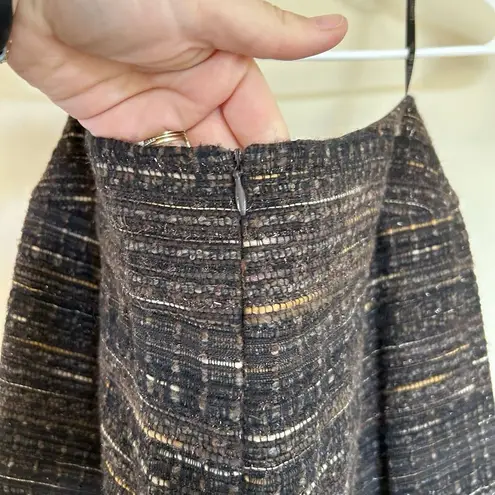 Lafayette 148 New York Tweed Boucle Blazer Skirt Jacket Size 6 Brown Work wear