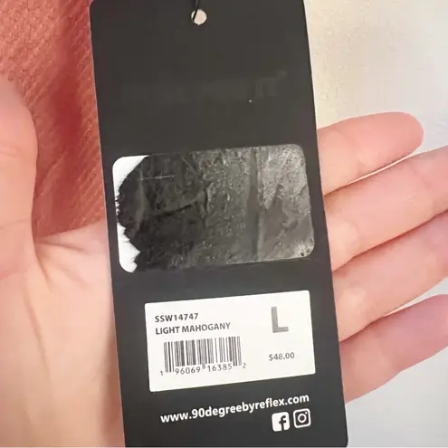 90 Dregree Light Mahogany Ruched Side Short Sleeve Top Size Large NEW Cropped Pink