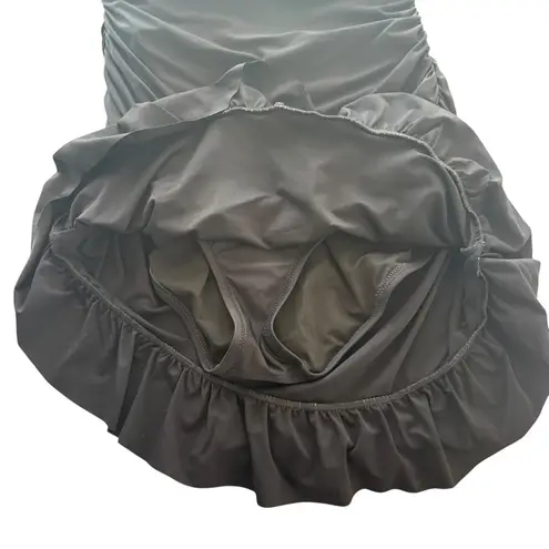 J.Crew Black Ruffle-Trim Ruched Bandeau One-Piece Dress Swimsuit Size 12