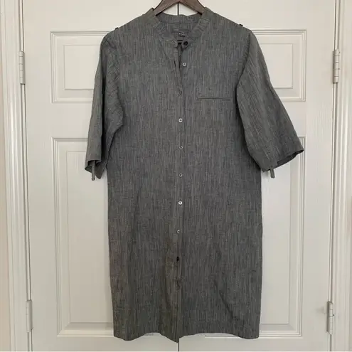 Vince  Gray Cotton Blend Button Down Shift Dress Size Medium