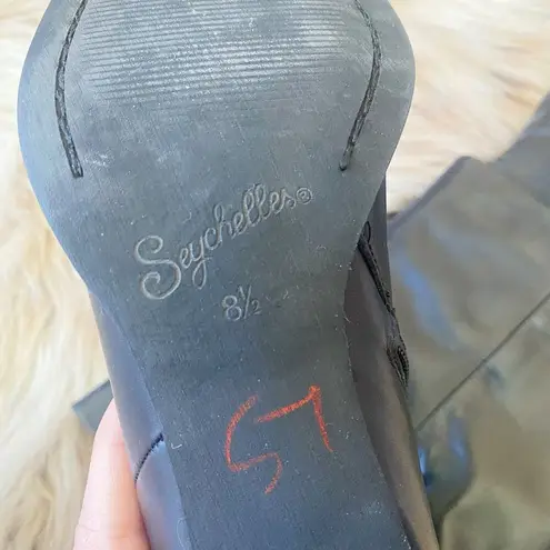 Seychelles Anthropologie So Amazing Black Leather Knee High Round Toe Boots 8.5