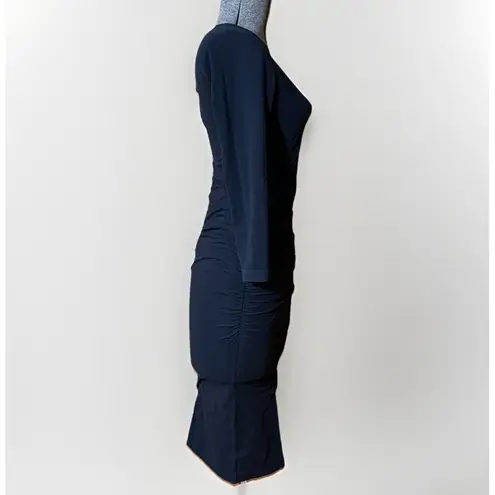 James Perse Black Stretch Ruched Bodycon Midi Dress Women’s Size Medium (2) USA