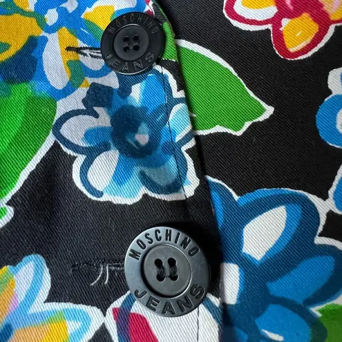 Moschino VTG Jeans Black Floral Blazer size 6