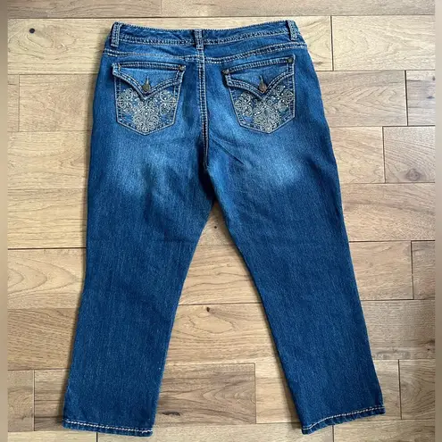 Nine West  Annette Flap Pocket Blue Distressed Jeans Size 10/30